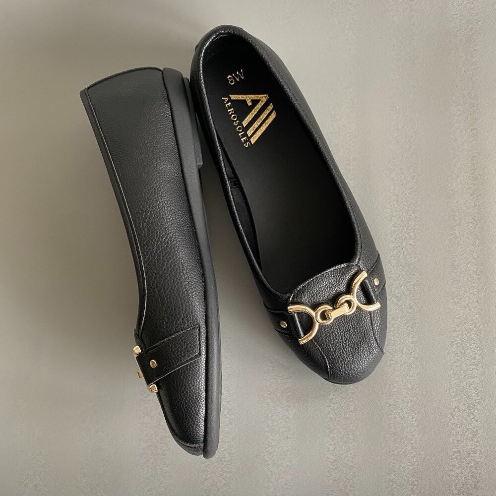 Aerosoles Women's Black Ballet Flat Loafers Sz 8 Wide